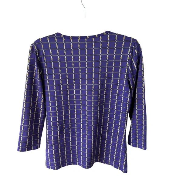 J. McLaughlin Catalina Cloth Chain Link Blouse Top Size M Purple Gold - Picture 7 of 8